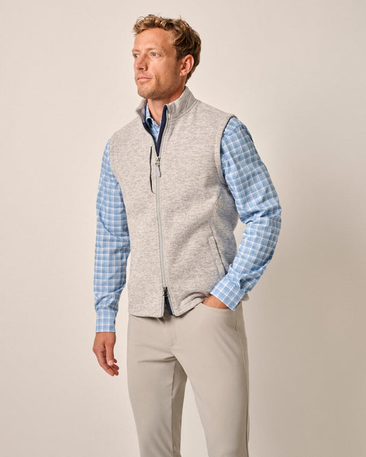 Johnnie O Denalis Double Zip Fleece Vest-Light Grey