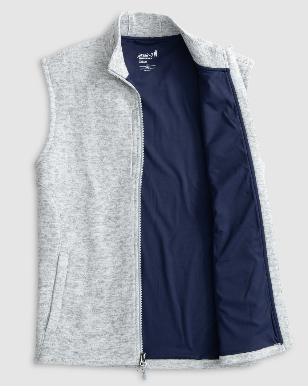 Johnnie O Denalis Double Zip Fleece Vest-Light Grey