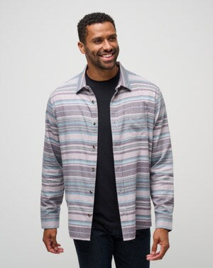 Travis Mathew CLOUD FLANNEL STRIPE BUTTON-UP-Elderberry Pl