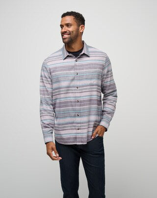 Travis Mathew CLOUD FLANNEL STRIPE BUTTON-UP-Elderberry Pl