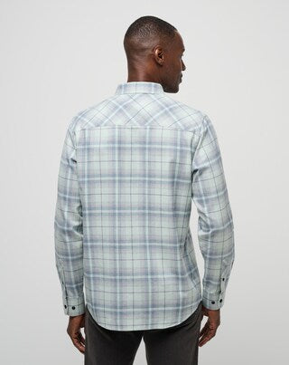 Travis Mathew CLOUD FLANNEL STRIPE BUTTON-UP- Jadeite