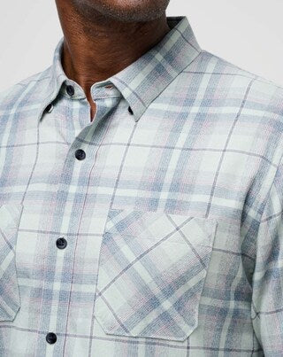 Travis Mathew CLOUD FLANNEL STRIPE BUTTON-UP- Jadeite