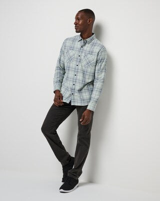 Travis Mathew CLOUD FLANNEL STRIPE BUTTON-UP- Jadeite