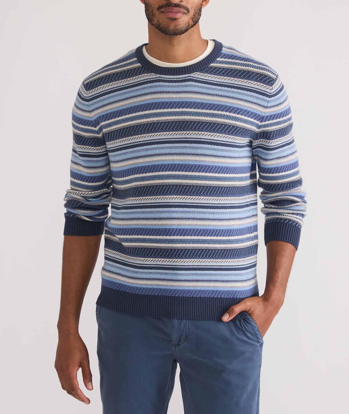 Marine Layer Reed Jacquard Sweater Blue Stripe