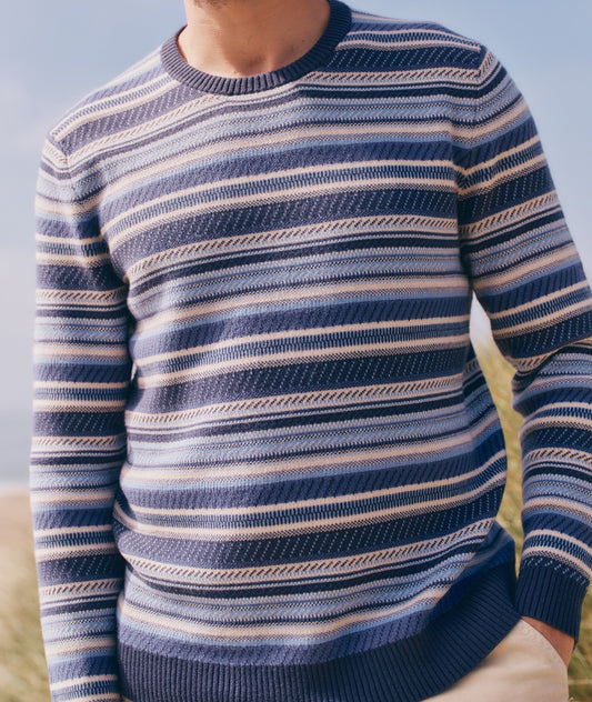 Marine Layer Reed Jacquard Sweater Blue Stripe