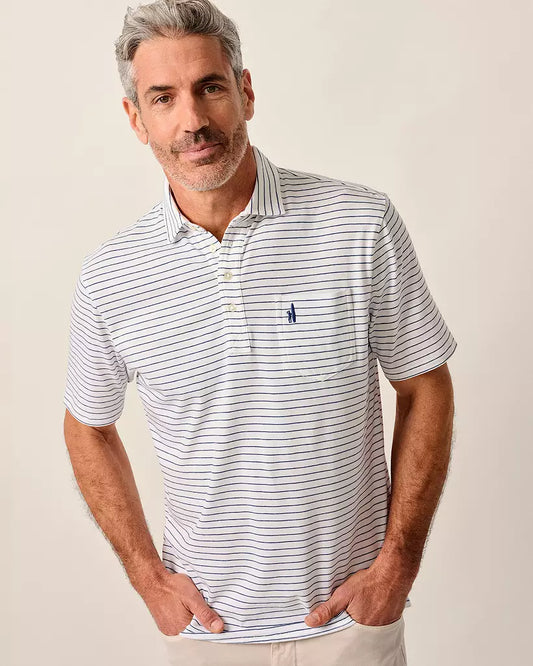 Johnnie-O Men's Ryan Striped Original Golf Polo- white