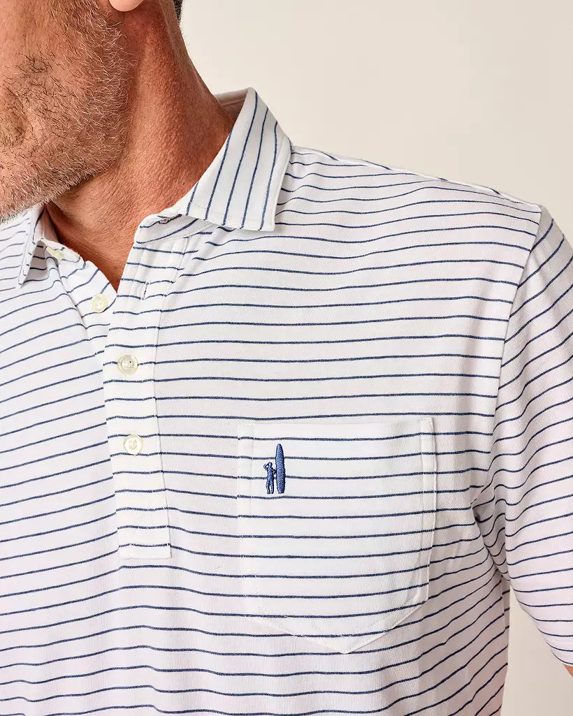 Johnnie-O Men's Ryan Striped Original Golf Polo- white