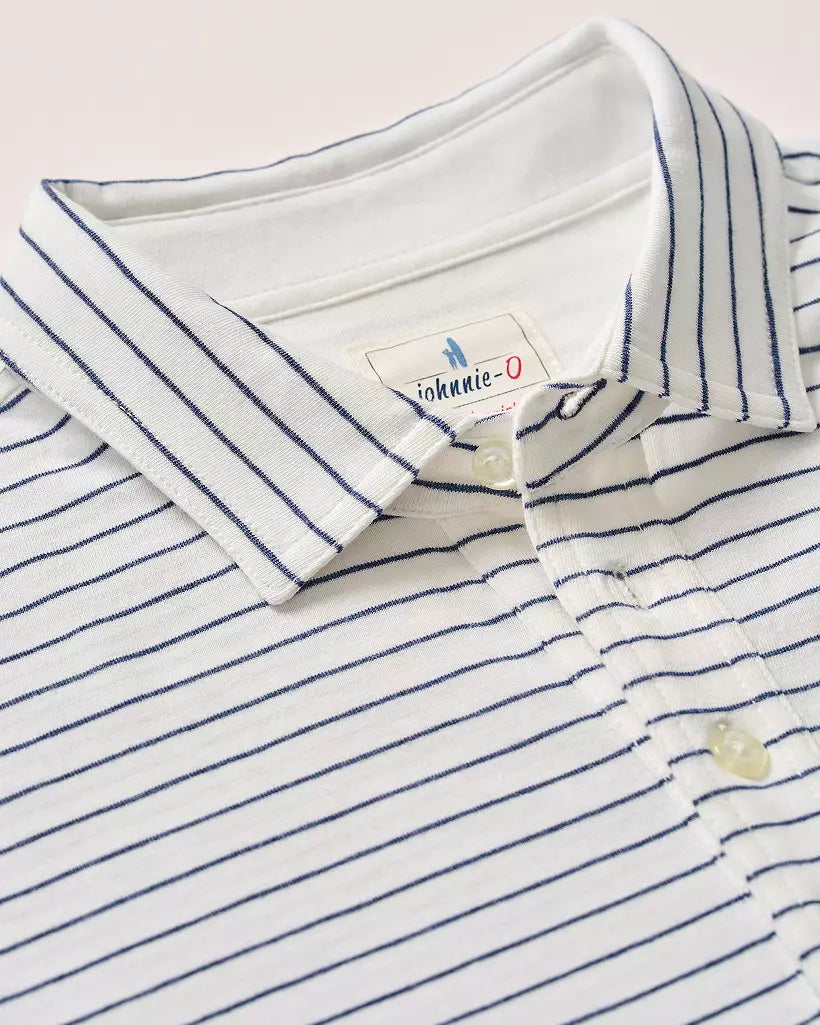 Johnnie-O Men's Ryan Striped Original Golf Polo- white
