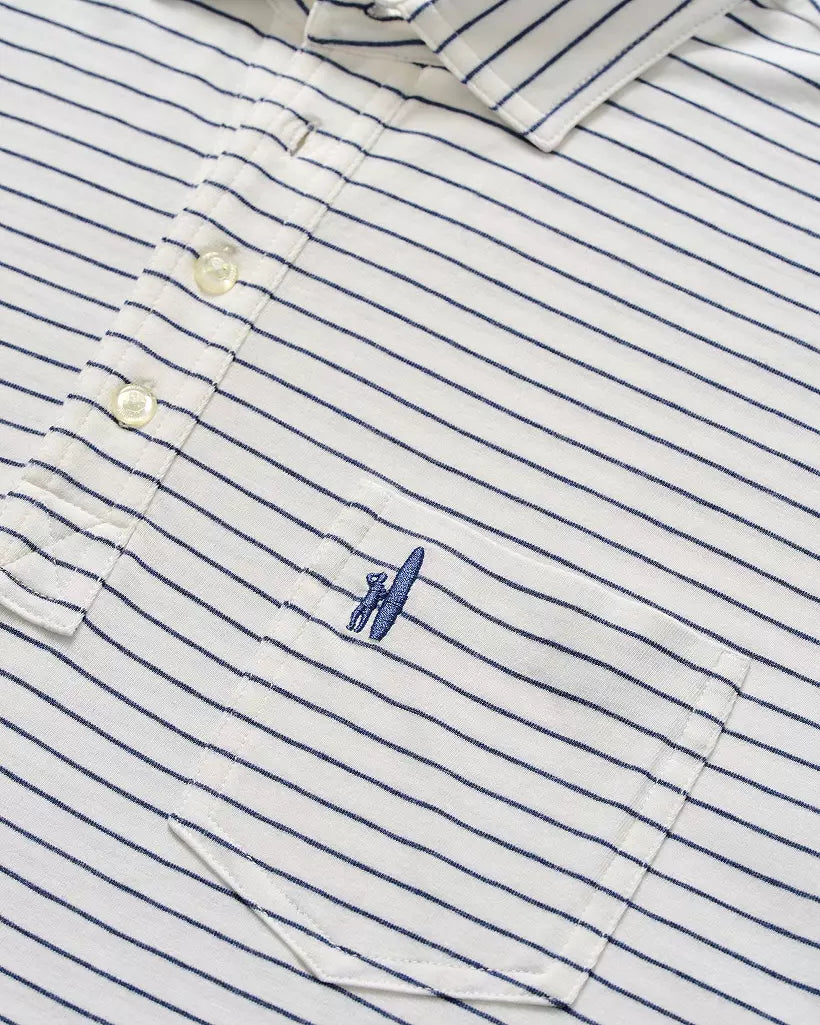 Johnnie-O Men's Ryan Striped Original Golf Polo- white
