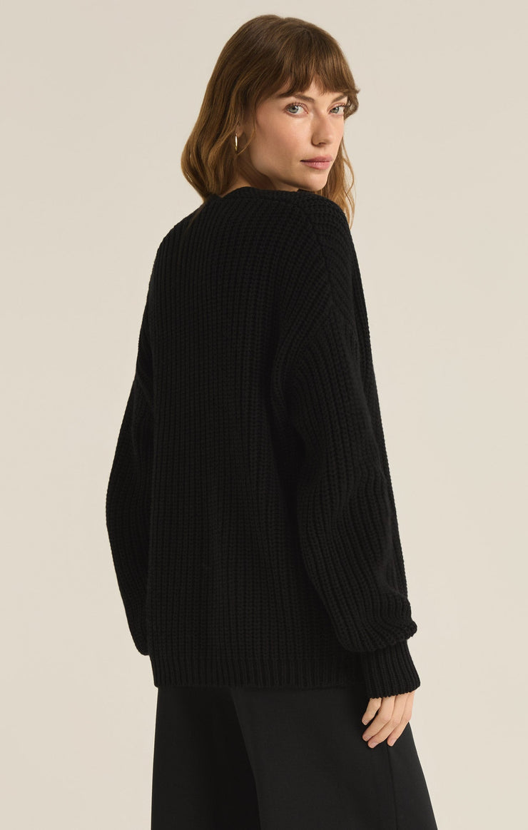 Zsupply SUTTON RIB CARDIGAN-Black