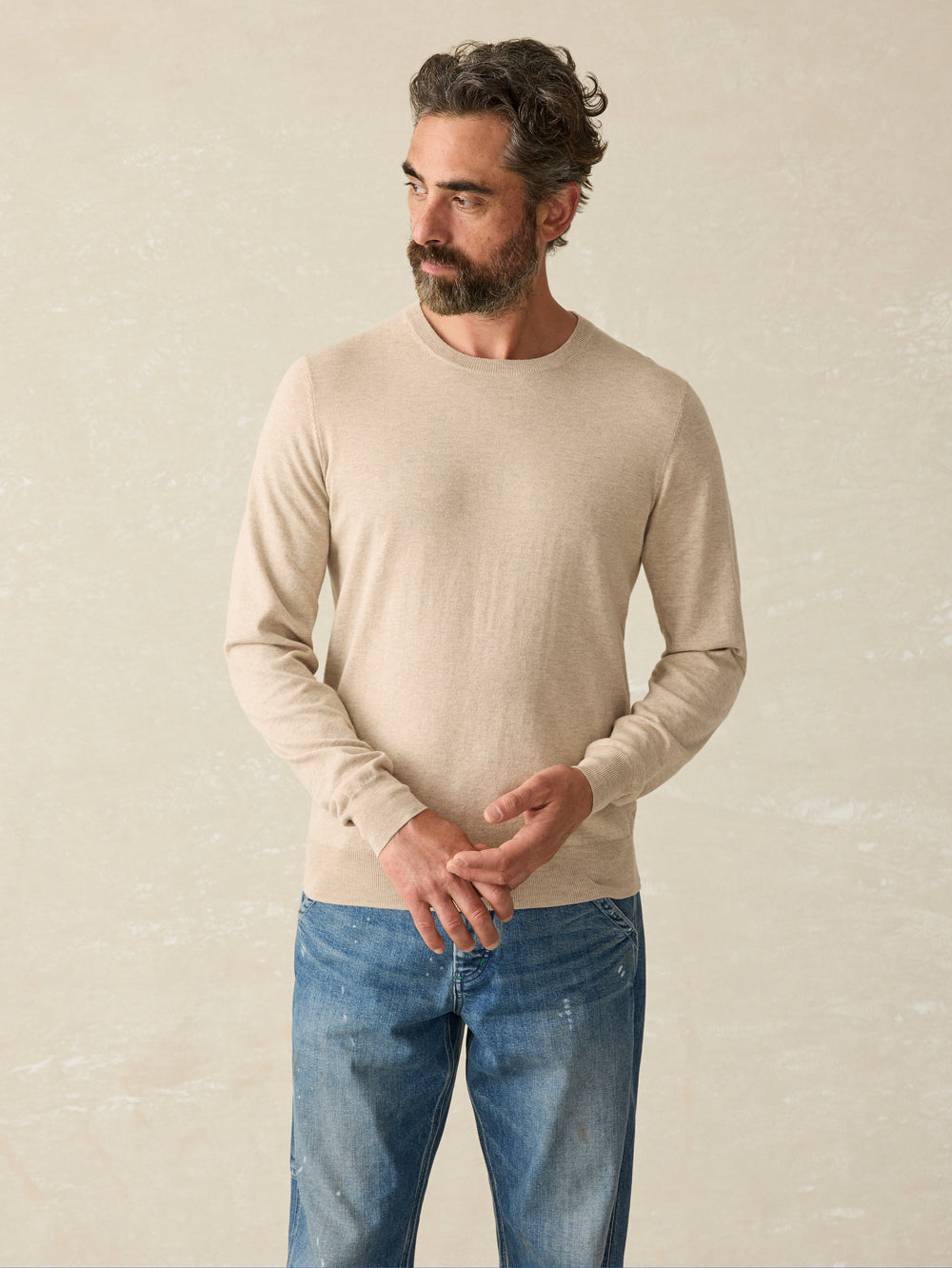 Faherty Movement™ Crewneck Sweater- Soft Dune