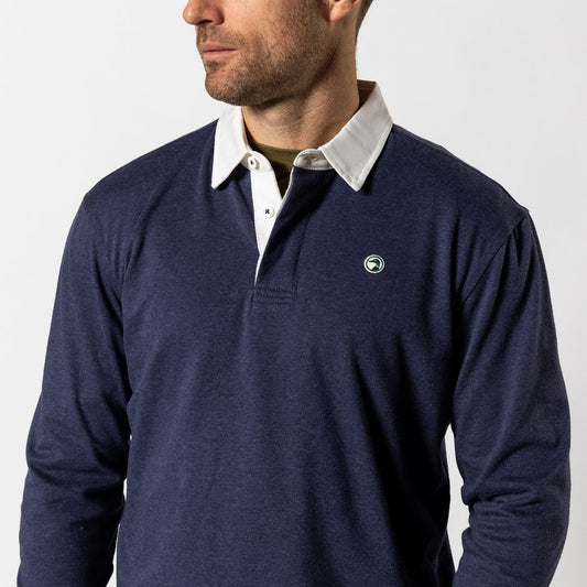 Duck Head Heathered Legacy Rugby Shirt- Navy