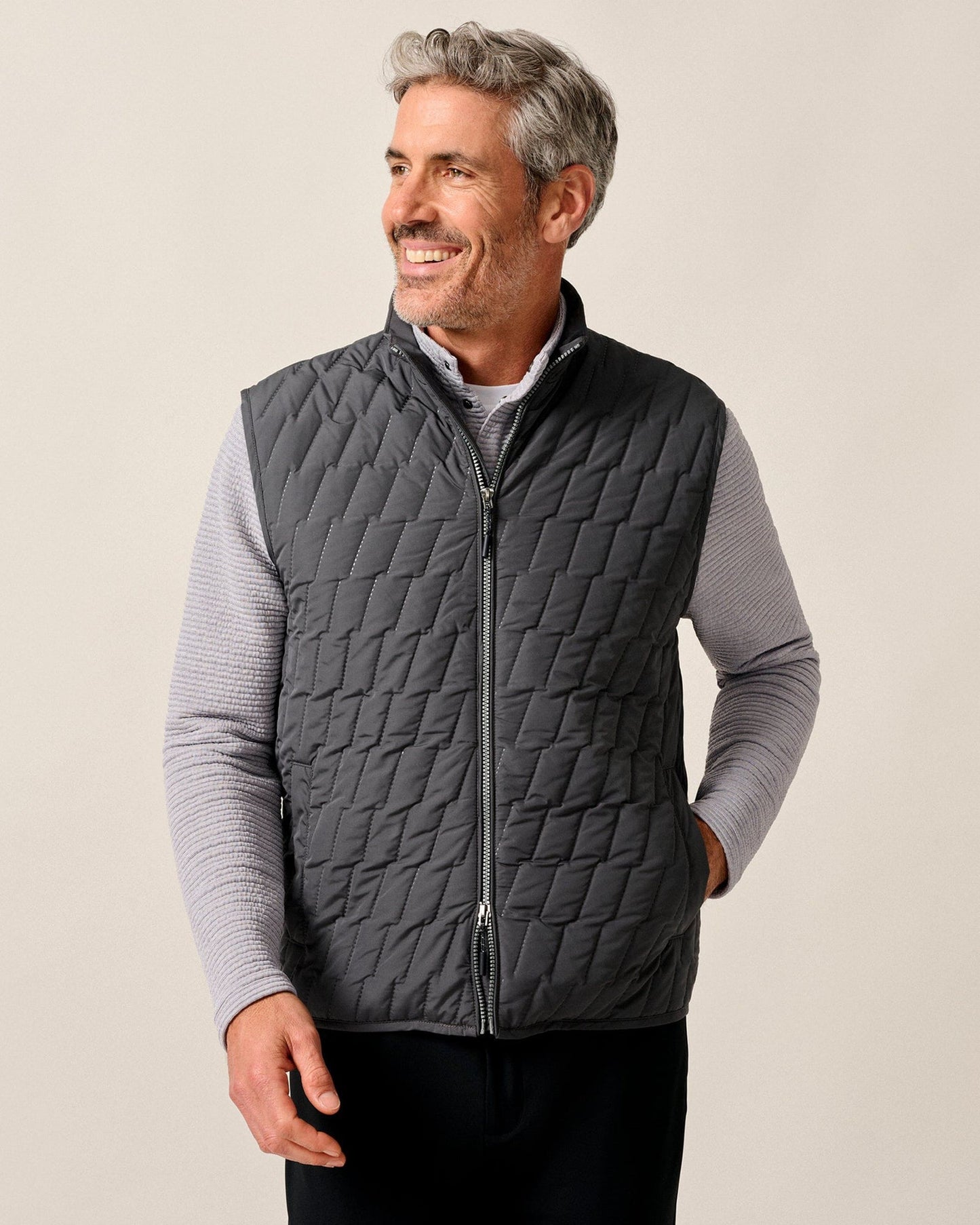 Johnnie O Belfry Quilted Puffer Vest- Dark Grey