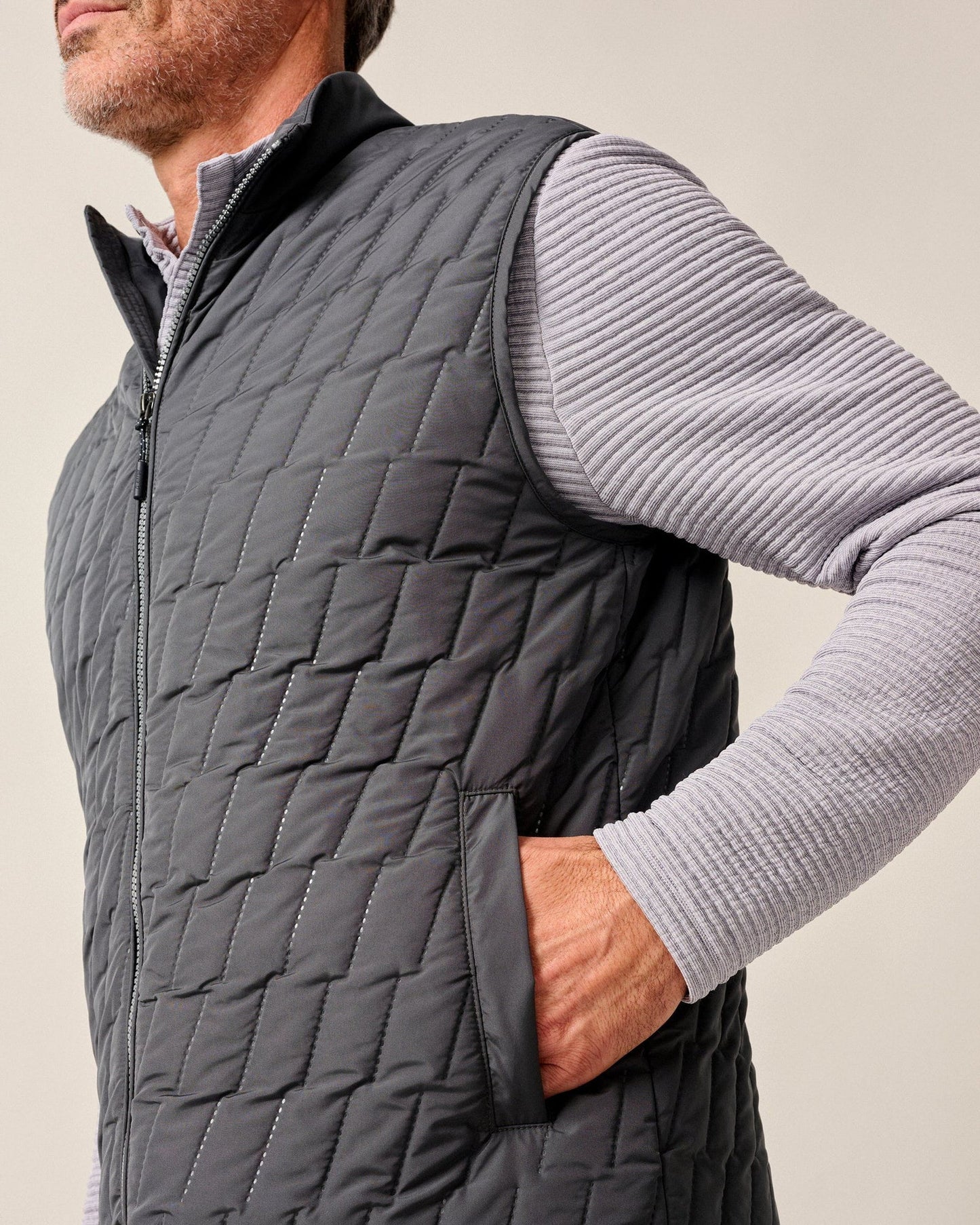 Johnnie O Belfry Quilted Puffer Vest- Dark Grey
